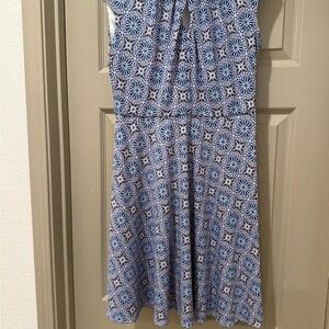 Blue Patterned Midi Dress